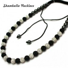 Beautiful Full Black & White Unisex Crystal Shamballa Necklace.